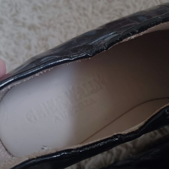 Geier Wally Austria Women’s 39 (US 8) Black Croc Patent Leather Zip Loafers Rare - Picture 2 of 12